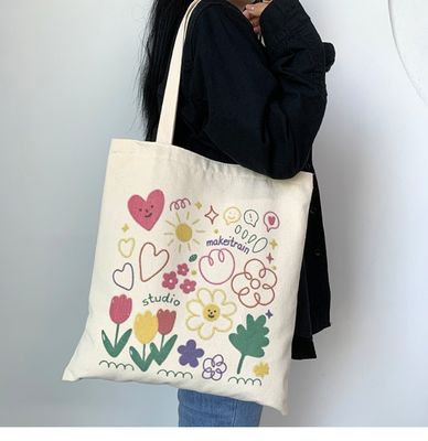 Zeichentrickfilm-Druck-Leinwand-Tote-Tasche für das tägliche Schulleben Umweltfreundlich und maßgeschneiderte Farbe