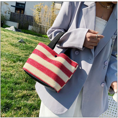 Eco-Friendly Stroh Gewebte Handtasche für Frauen 2022 Beach Tote Damen Muster Typ Andere
