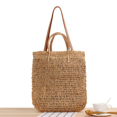 Geschlecht Sommer-Schultertasche für Frauen Hohl aus Stroh Handgefertigt Seil Gewebter Tote