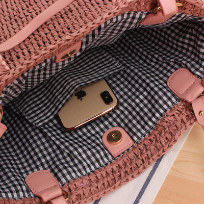 Geschlecht Sommer-Schultertasche für Frauen Hohl aus Stroh Handgefertigt Seil Gewebter Tote