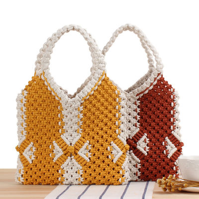 Polyester Auskleidung Sommer Stroh Strand Tasche für Frauen Handgewebte Bohemian gestrickte Handtasche