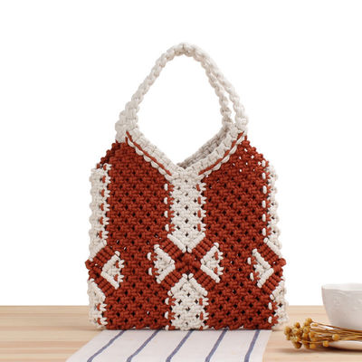 Polyester Auskleidung Sommer Stroh Strand Tasche für Frauen Handgewebte Bohemian gestrickte Handtasche