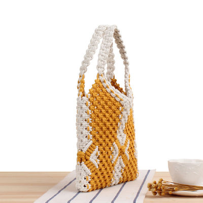 Polyester Auskleidung Sommer Stroh Strand Tasche für Frauen Handgewebte Bohemian gestrickte Handtasche
