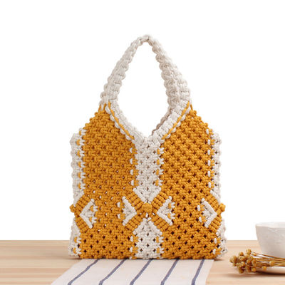 Polyester Auskleidung Sommer Stroh Strand Tasche für Frauen Handgewebte Bohemian gestrickte Handtasche
