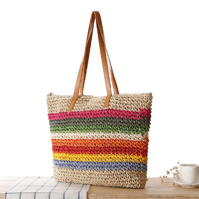 Hauptmaterial Stroh 2022 Mode Damen Strand Tote Tasche mit individueller Farbe