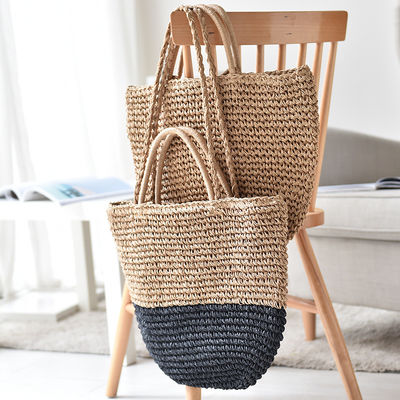 Strohgewebte Tasche Eimer Muster für Frauen Tote Strandtasche 2023 Strand Saison Verkauf