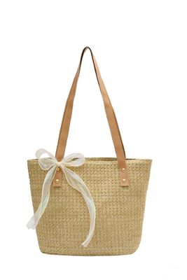 2022 Mode Damen Handtasche Reißverschluss Große Kapazität gestreifte Strohstrand-Tote-Tasche