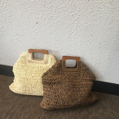 Keine Dekoration Rattan-Tote-Tasche Tragbare Frauenstroh-Handtasche für Sommerferien