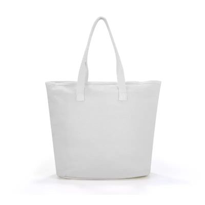 White Beach Shopping Tote-Taschen mit Baumwoll-Webbing-Handgriff und individuell gedrucktem Logo