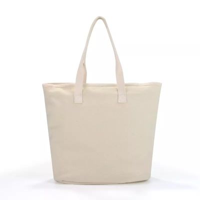 White Beach Shopping Tote-Taschen mit Baumwoll-Webbing-Handgriff und individuell gedrucktem Logo