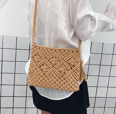 Andere Muster Art Handgefertigt Baumwollseil Stroh Frauen Handtaschen Vintage Tassels Strandtaschen
