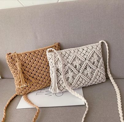 Andere Muster Art Handgefertigt Baumwollseil Stroh Frauen Handtaschen Vintage Tassels Strandtaschen