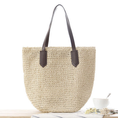 Frauen Strohtaschen Sommer Natur Raffia Stroh Strandtasche mit zwei Griffe Neueste Ankunft