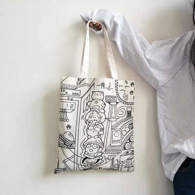 Auftragsgedruckte Leinwand-Tote-Tasche Briefdruck Baumwoll-Umweltfreundliche Einkaufstüte