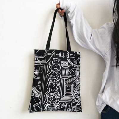 Auftragsgedruckte Leinwand-Tote-Tasche Briefdruck Baumwoll-Umweltfreundliche Einkaufstüte