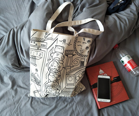 Auftragsgedruckte Leinwand-Tote-Tasche Briefdruck Baumwoll-Umweltfreundliche Einkaufstüte