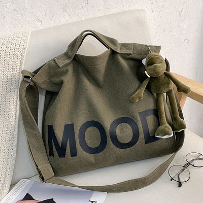 Custom Logo gedruckt Langlebige Klappbare Wiederverwendbare Mittlere Bio-Baumwolle Leinwand Tote Bag