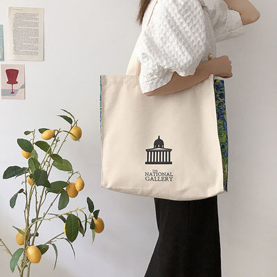 Customized Letter Print Baumwoll-Tote-Tasche für mittelgroße Lebensmittel-Einkaufsanforderungen