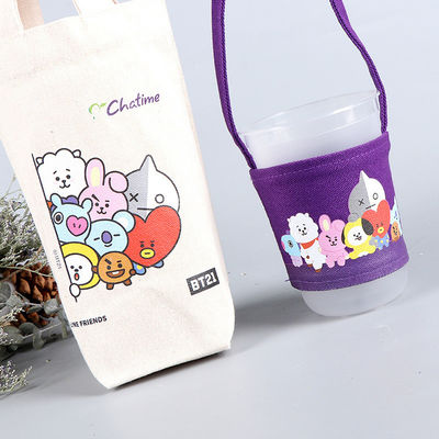 Personalisierte Mini-Kaffee-Milch-Tasse Halter Leinwand Getränke Träger Tote-Tasche personalisiertes Logo