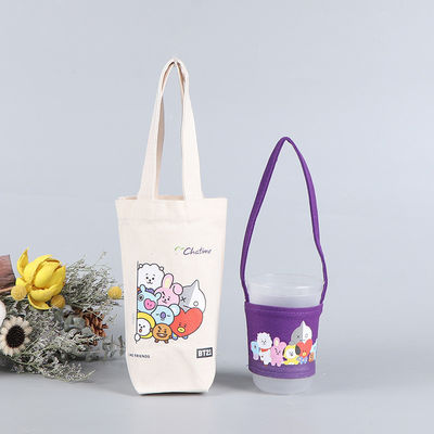 Personalisierte Mini-Kaffee-Milch-Tasse Halter Leinwand Getränke Träger Tote-Tasche personalisiertes Logo