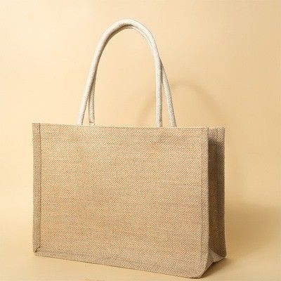 Umweltfreundliche Jute-Einkaufstaschen mit individuell gedrucktem Logo und Ledergriffe