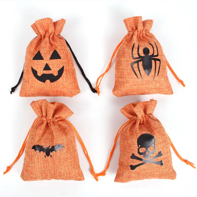 Shopping Kürbis Geschenkbeutel 9*12cm Orange Festival Halloween Schnürstrich Burlap Material