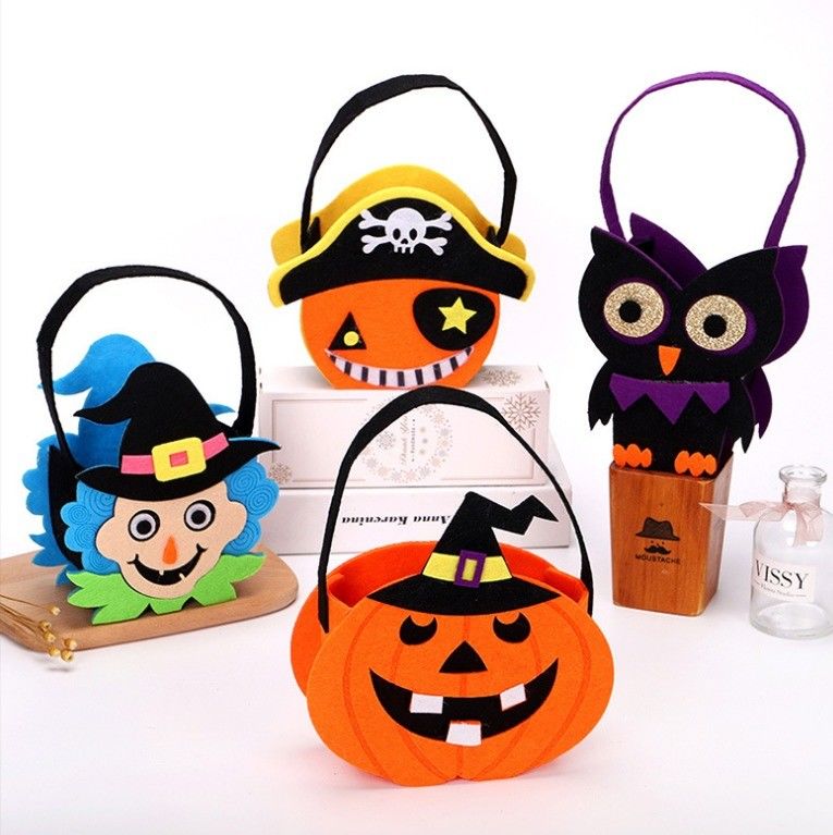 Halloween-Tote-Tasche aus nicht gewebten Stoffen mit Geisterkürbis-Felt-Kleiderdekoration Requisiten
