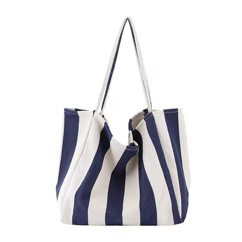 Customized Farbe Baumwolle Leinwandbeutel für den Einkauf OEM/ODM akzeptabel gestreifte Tote-Tasche