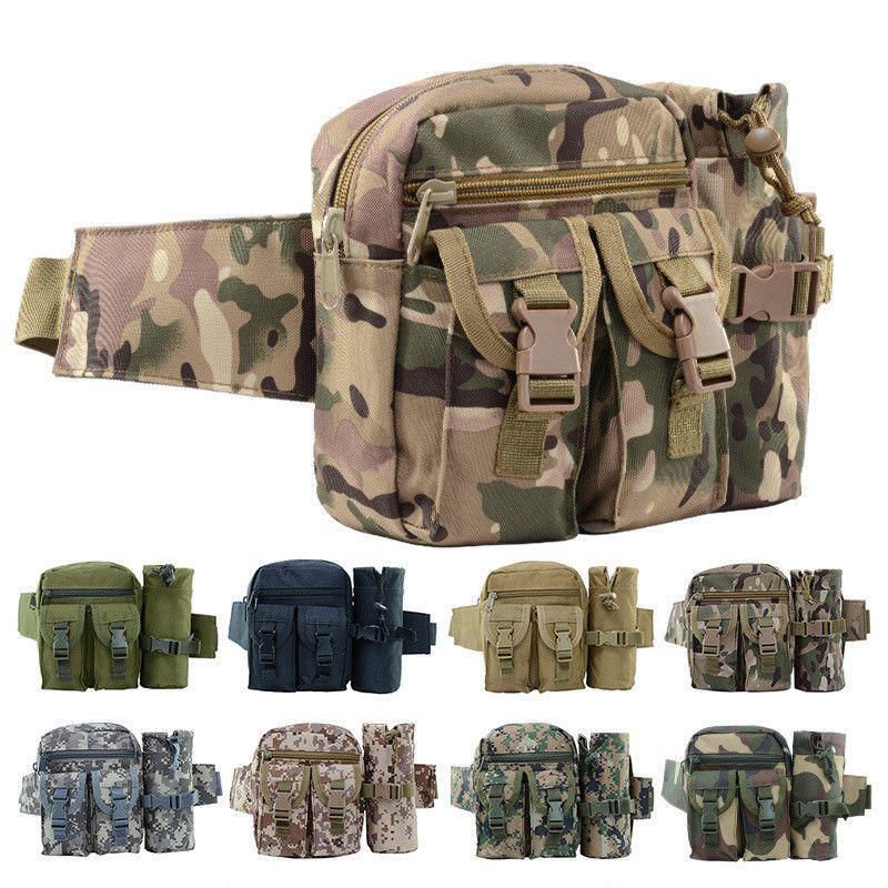 Customized Farbe Oem Männer Camo Taktische Fanny Pack Utility Taille Tasche mit Wasserflasche