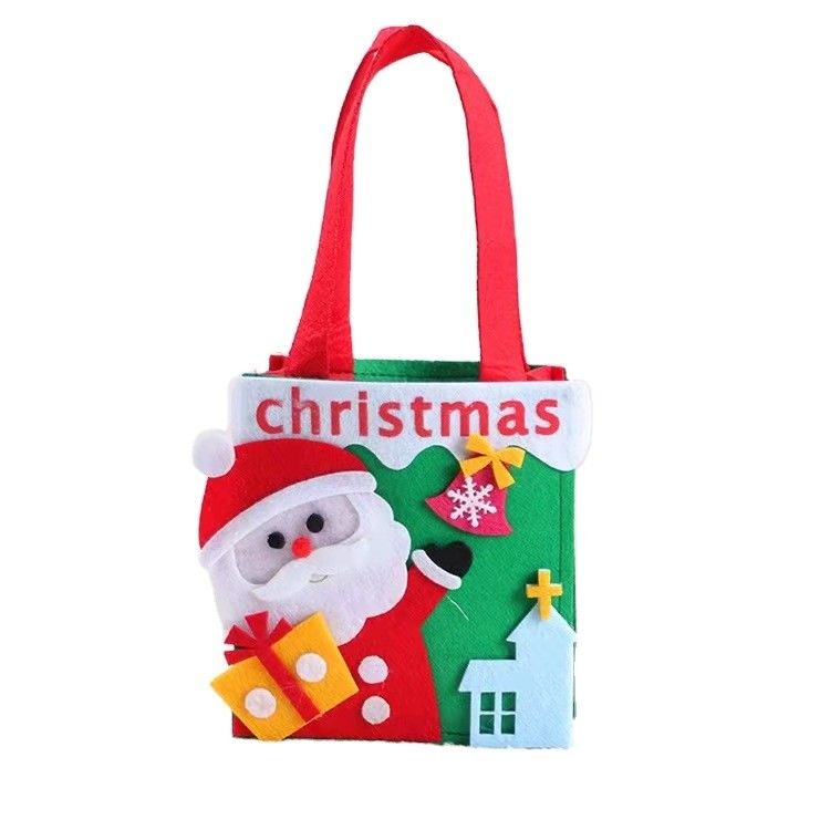 Customized Farbe Weihnachtsbeutel mit handgefertigtem Filz Weihnachtsmann Schneemann Rentier Design