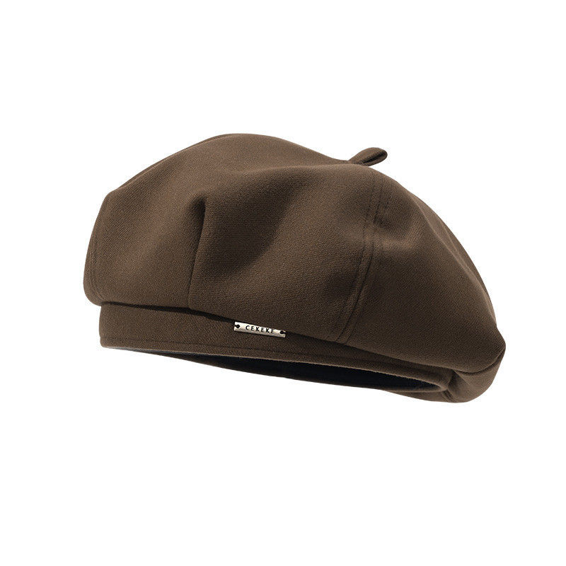 Koreanische Version von Herbst- und Winterwollmetall-Marke-Beret für das tägliche Leben von Kindern