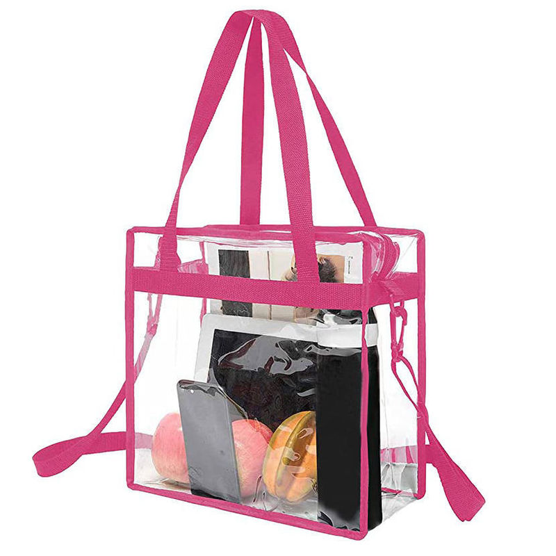 Keine Dekoration Klar PVC-Tote-Tasche mit Reißverschluss und verstellbarem Band