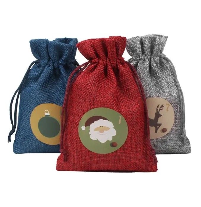 Weihnachtsgeschenktaschen, angepasste Farb-Jute-Taschen für Geschenke und Party-Güter