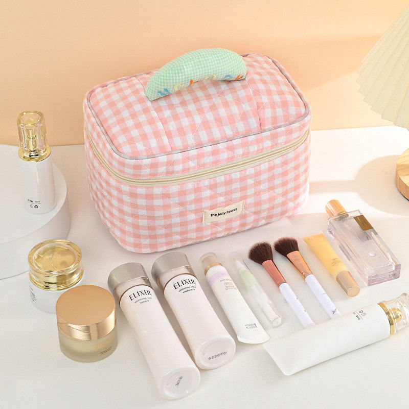 Großkapazitäts-Gitter-Portable-Farb-Speicher-Kosmetik-Make-up-Anpassungs-gedruckte Logo-Tasche