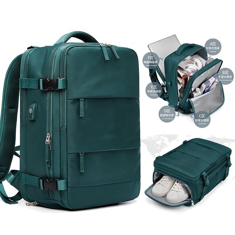 Wasserdicht Diebstahlschutz Custom Nylon Polyester Reisetasche Laptop Business Wanderer Rucksack mit USB-Ladestation