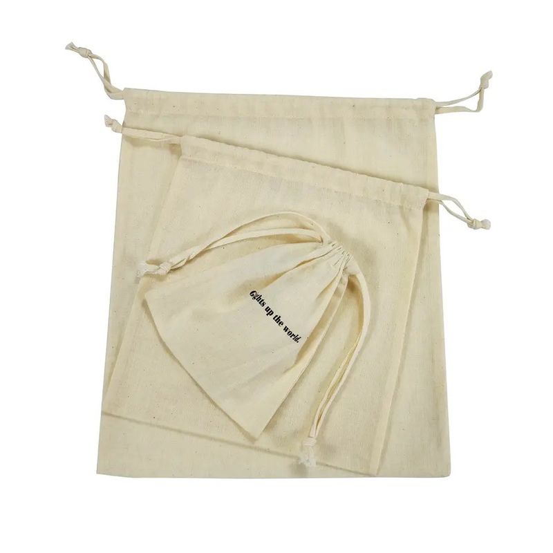 Customized Farb-Logo gedruckt tragbare Baumwolle Leinwand Doppelschnur wiederverwendbarer Staub Handtasche