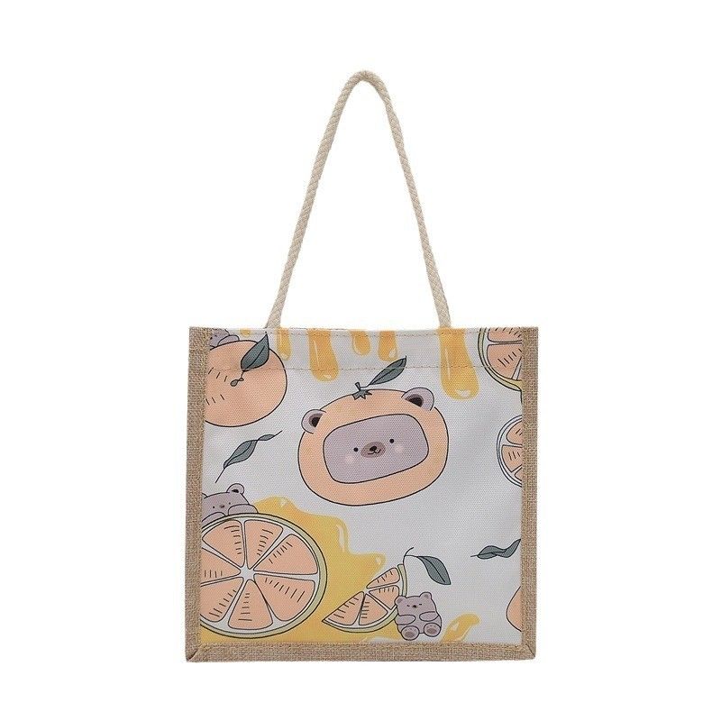 2024 Korean Ins Einfache Studenten Zeichentrickfilm Leinwand Handtaschen Damen Mini Tote Taschen Für Mädchen