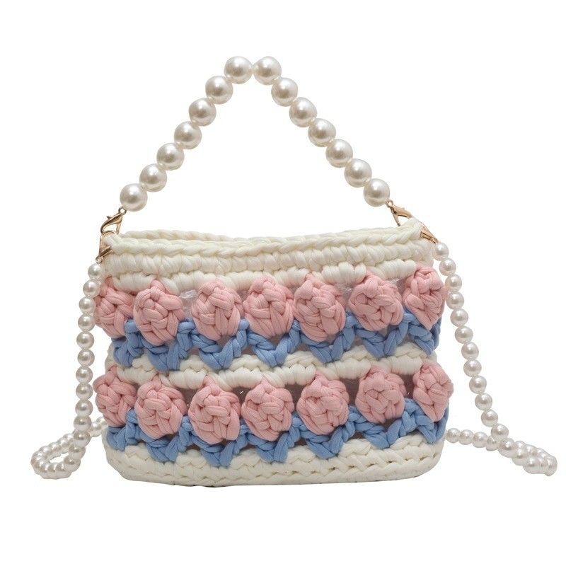 Handgewebte gestrickte Schulter- und Slingtaschen für Frauen