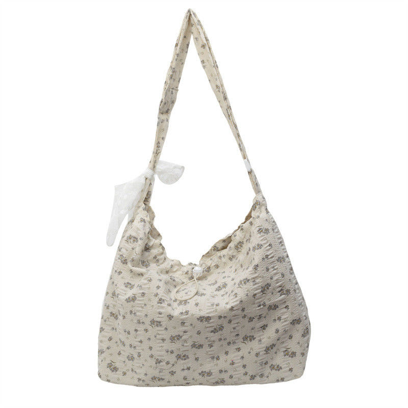 Einfache Mode Stroh und Spitze Schultertasche für Damen Große Kapazität Achselbeutel Tote