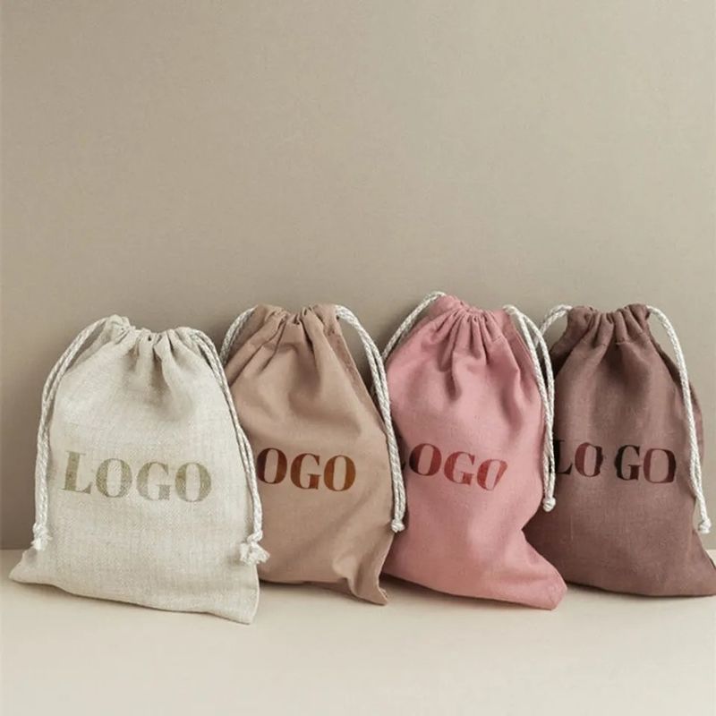 Personalisierte bunte Leinwand Baumwolle Schnur Tasche mit doppelten Schnur Stil PUNCH