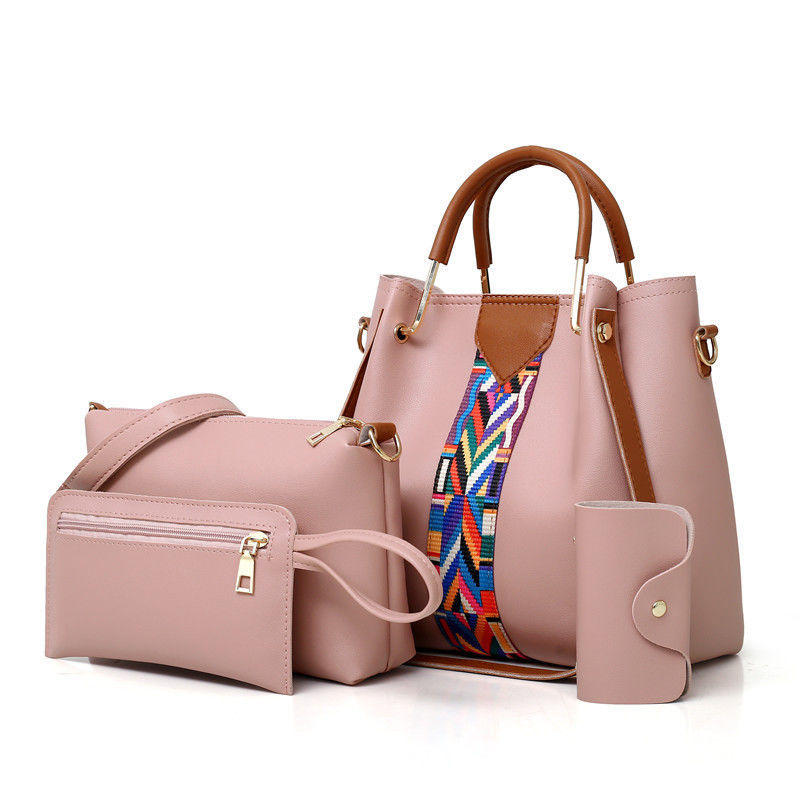 2022 Modisch 4 Stück Set von PU-Leder-Lady-Schultertasche für das tägliche Schulleben