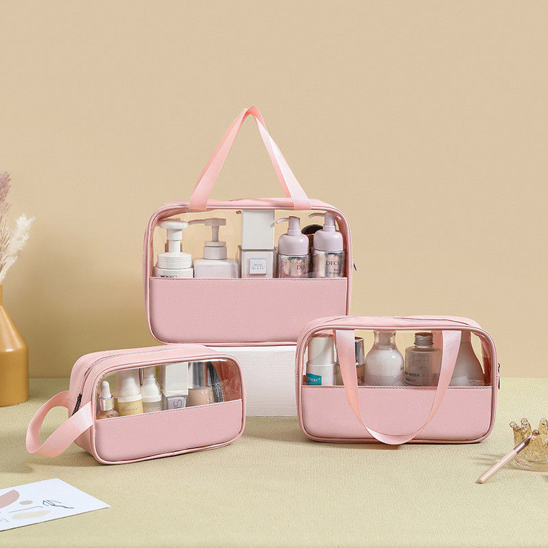 Massivmuster Transparent PU Make-up Brush Beauty Skin Care Tasche für benutzerdefiniertes Logo