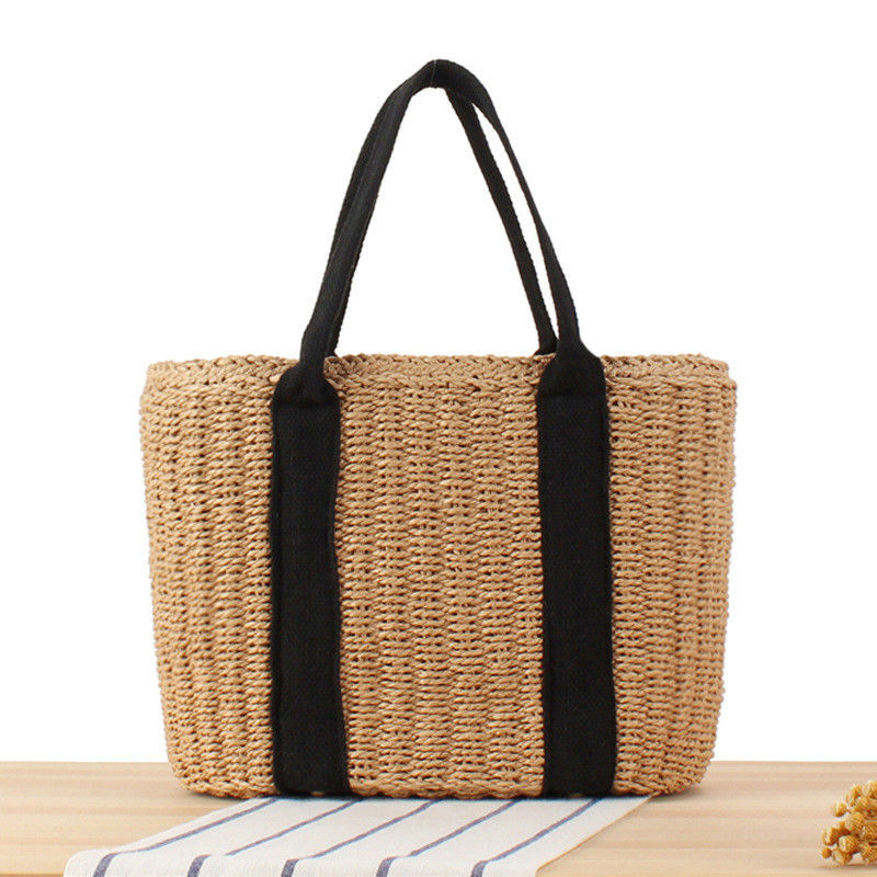 Frauen Bali Ferien-Einkaufstasche Handgefertigte Stroh-Tote-Tasche mit großer Kapazität