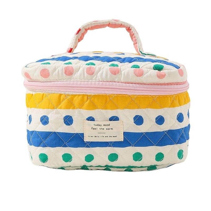Florale Puffy Quilted Make-up-Tasche für das tägliche Leben Ins Reisen Student Tote Große Kapazität