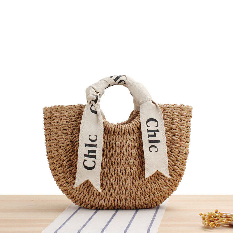 Custom Logo Akzeptiert Seidenschal Reisetasche mit tragbarem Strohgewebe