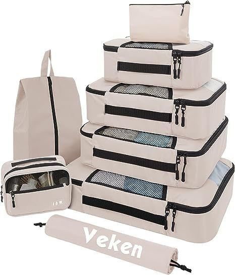 Unisex-Reisetaschen akzeptiert 8 Satz Packkuben mit Waschbeutel und Lagerung
