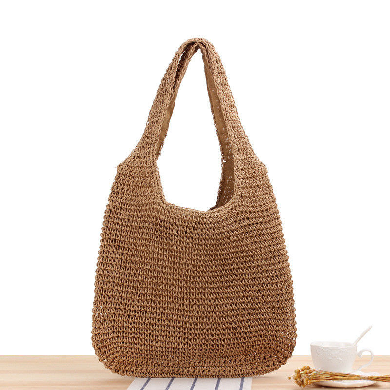 Handgewebte Stroh-Tote-Tasche für Frauen auf Reisen