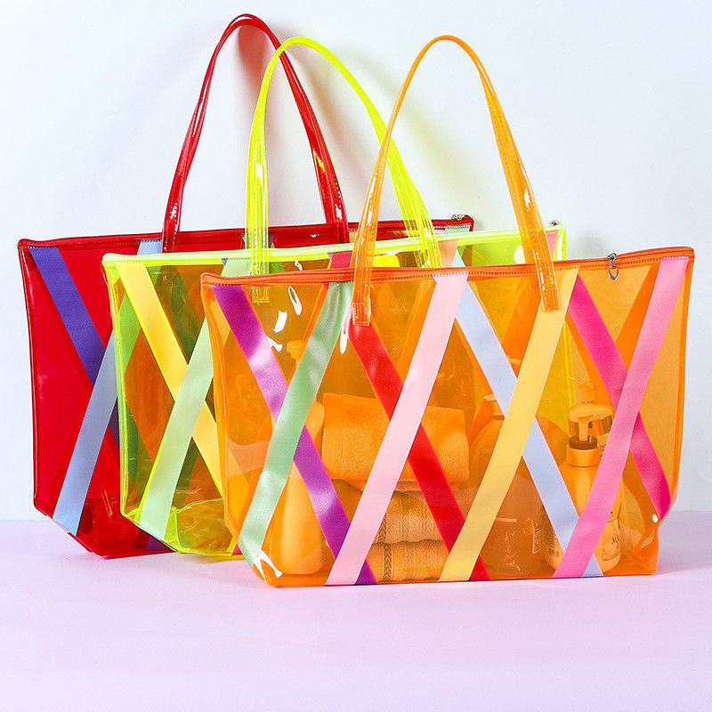 Großhandel Online-Shopping Große PVC-Tote-Strandtasche mit individuellem Logo akzeptiert