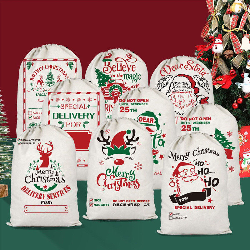 angepasste Farbe und benutzerdefiniertes Logo akzeptiert Weihnachts-Portable Canvas-Taschen wiederverwendbar