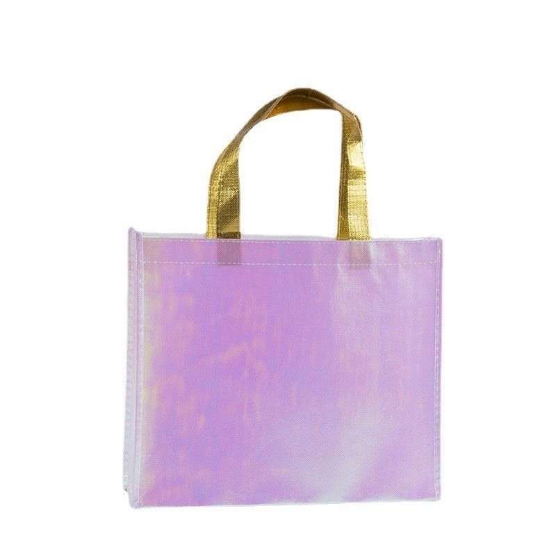 Druckgeschneiderte Logo nicht gewebte metallische glänzende laminierte Geschenk-Tote-Tasche für das tägliche Leben